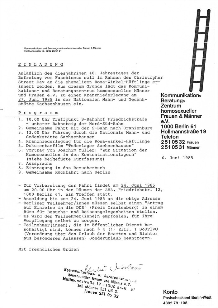 Einladung des Westberliner TBS
